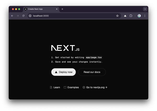 The default Next.js start page