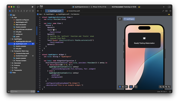 Final result as a Widget Preview in Xcode